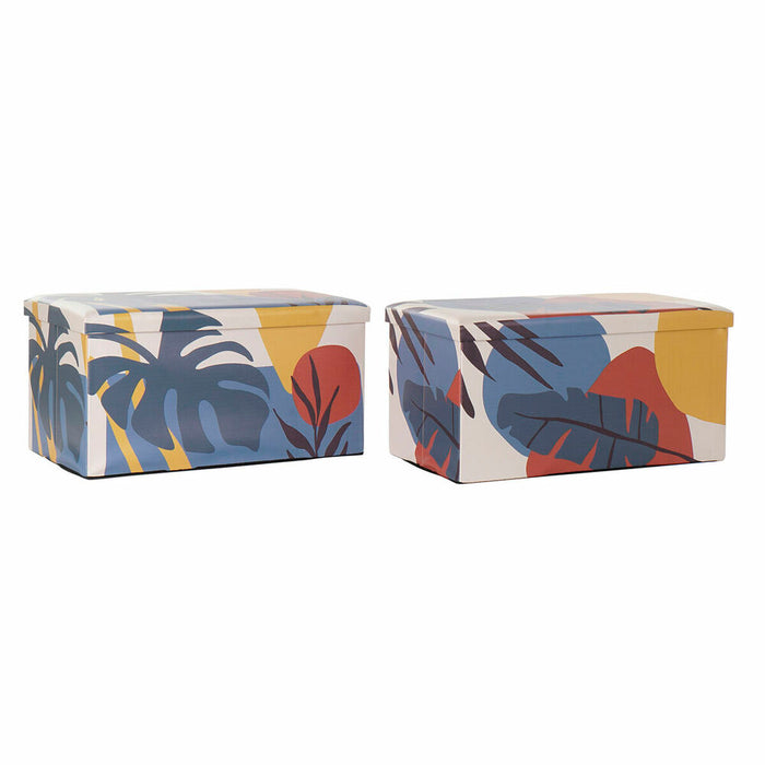 Cutie Multifuncțională DKD Home Decor 79 x 39,5 x 38 cm Poliuretan Multicolor Tropical (2 Unități)