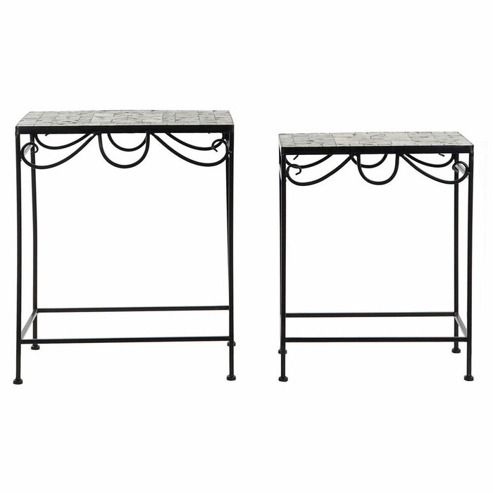 Set de 2 mese DKD Home Decor Negru Ceramică Forjare 48 x 30 x 58 cm (2 Unități)