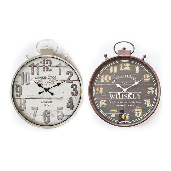 Ceas de Perete DKD Home Decor 60 x 6 x 75 cm Geam Argintiu Negru Metal Vintage Lemn MDF (2 Unități)