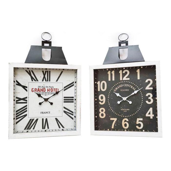 Ceas de Perete DKD Home Decor 60 x 6 x 89 cm Geam Negru Alb Fier Tradiţional Lemn MDF (2 Unități)