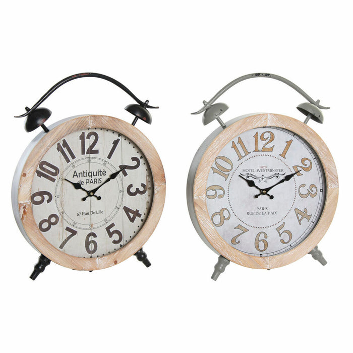 Stolní hodiny DKD Home Decor 41 x 6,5 x 52,5 cm Geam Natural Negru Gri Fier Vintage Lemn MDF (2 Unități)