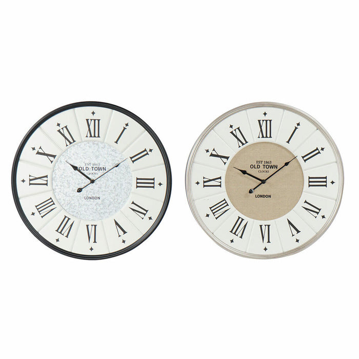 Ceas de Perete DKD Home Decor Gri Bej Fier Lemn MDF 60 x 5 x 60 cm (2 Unități)