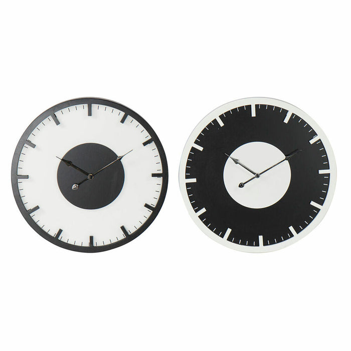 Ceas de Perete DKD Home Decor 50 x 3,5 x 50 cm Negru Alb Vintage Lemn MDF (2 Unități)