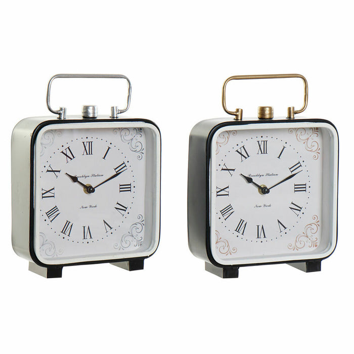 Stolní hodiny DKD Home Decor 19 x 7 x 27 cm Geam Negru Albastru Alb Fier (2 Unități)