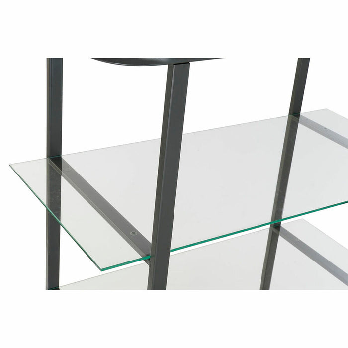 Raft DKD Home Decor Geam Metal Lemn Maro Gri închis 2 Rafturi (80 x 40 x 121 cm)