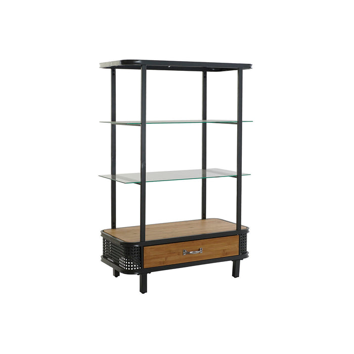 Raft DKD Home Decor Geam Metal Lemn Maro Gri închis 2 Rafturi (80 x 40 x 121 cm)