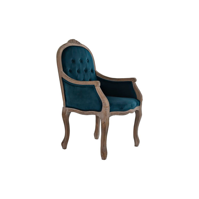 Scaun DKD Home Decor Turquoise Lin Lemn de cauciuc (63.5 x 50 x 102 cm)