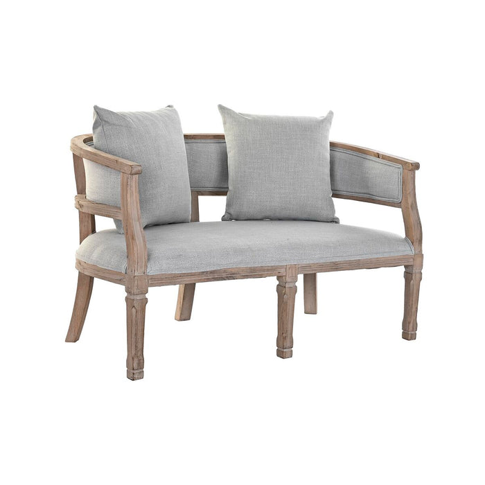 Canapea DKD Home Decor Lin Lemn de cauciuc Gri deschis (122 x 69 x 72 cm)