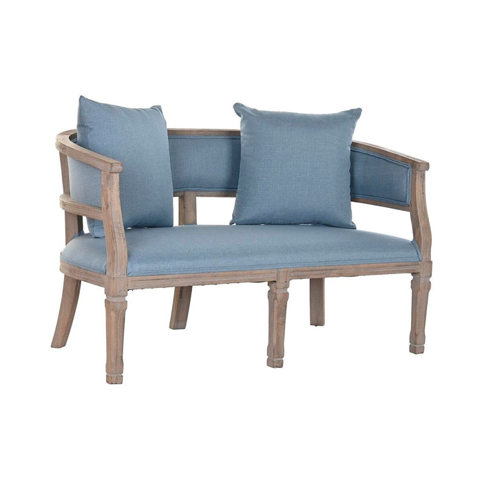 Canapea DKD Home Decor Albastru Lin Lemn de cauciuc (122 x 69 x 72 cm)