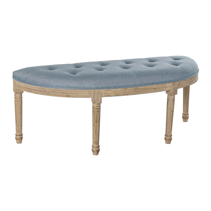 Banchetă DKD Home Decor Natural Albastru Poliester Кадифе Lemn de cauciuc (125 x 43 x 48 cm)