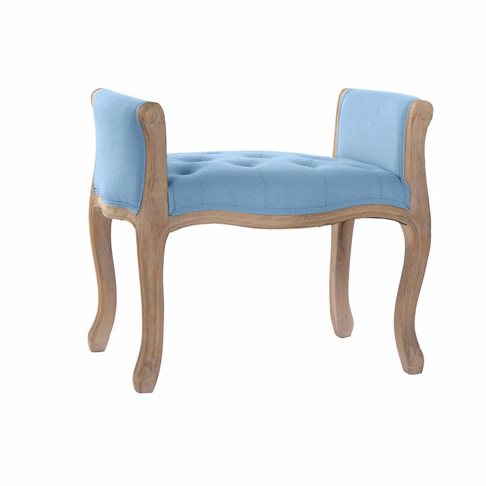 Banchetă DKD Home Decor Natural Albastru Lin Lemn de cauciuc (69 x 44 x 60 cm)