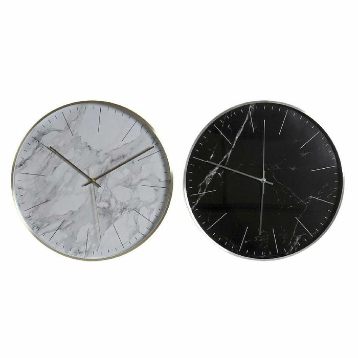 Ceas de Perete DKD Home Decor Negru 40 x 5 x 40 cm Aluminiu Alb Modern (2 Unități)