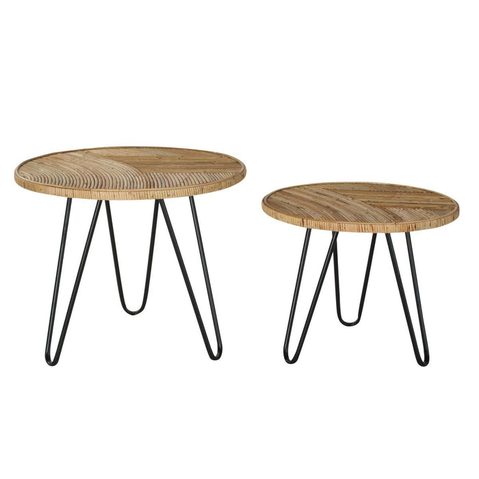Set de 2 mese DKD Home Decor Maro Negru 61 x 61 x 50 cm