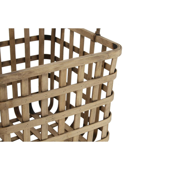 Set de Coșuri DKD Home Decor Maro Bambus Tropical 36,5 x 36,5 x 35 cm