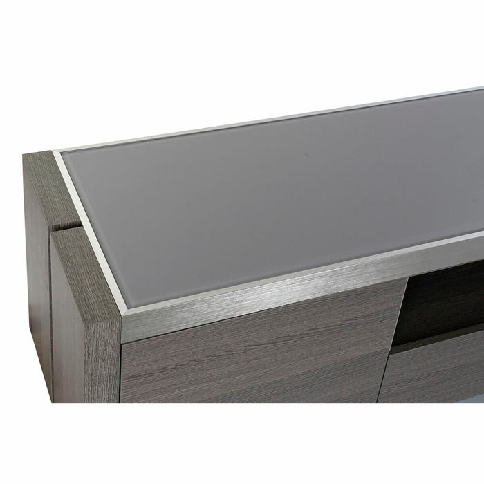 Mobilă TV DKD Home Decor Gri Aluminiu Geam Dub Sticlă Temperată 200 x 45 x 42 cm