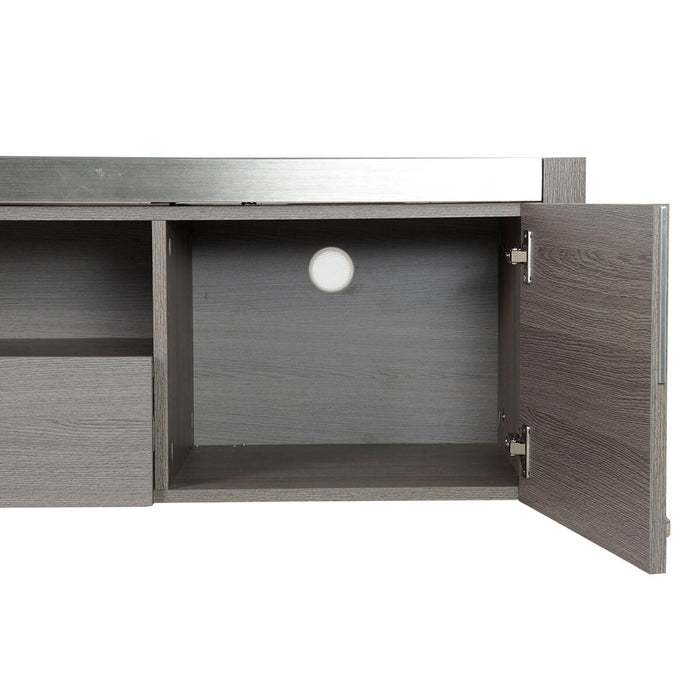 Mobilă TV DKD Home Decor Gri Aluminiu Geam Dub Sticlă Temperată 200 x 45 x 42 cm