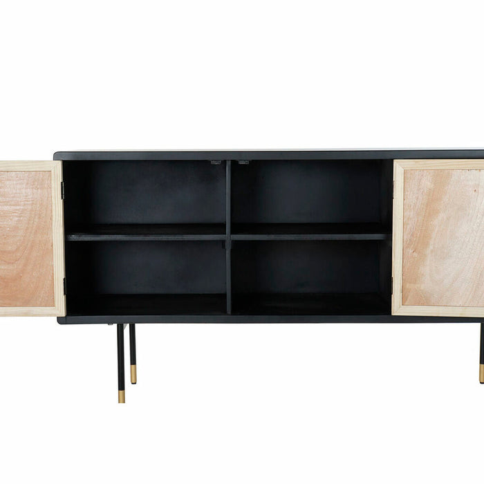 Servantă DKD Home Decor Negru Auriu* Natural Ratan Pin 150 x 44 x 76 cm