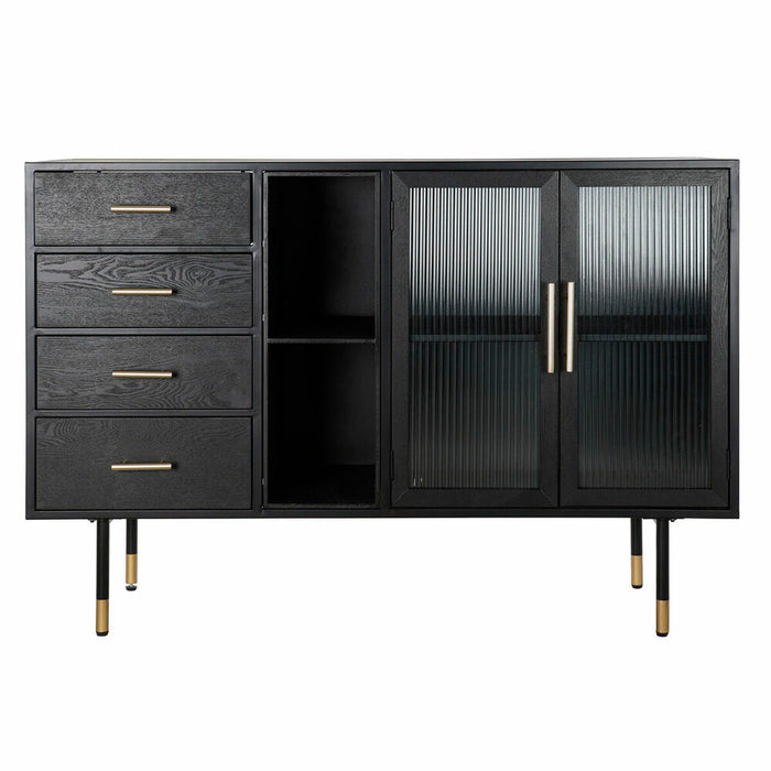 Servantă DKD Home Decor Negru Geam Lemn MDF 120 x 38 x 80 cm