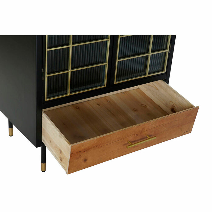 Servantă DKD Home Decor   Negru Natural Geam Lemn MDF 70 x 40 x 117 cm