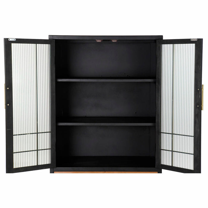 Servantă DKD Home Decor   Negru Natural Geam Lemn MDF 70 x 40 x 117 cm