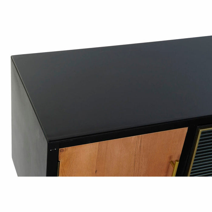 Mobilă TV DKD Home Decor Negru Maro închis Geam Lemn MDF 166 x 40 x 55 cm