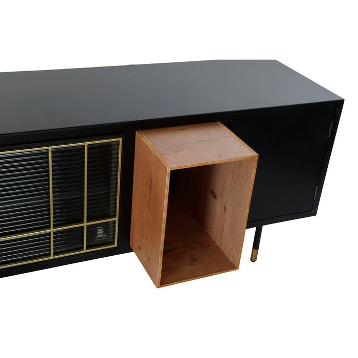 Mobilă TV DKD Home Decor Negru Maro închis Geam Lemn MDF 166 x 40 x 55 cm