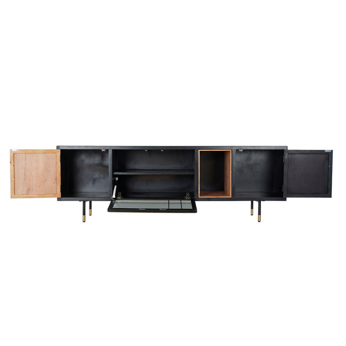 Mobilă TV DKD Home Decor Negru Maro închis Geam Lemn MDF 166 x 40 x 55 cm