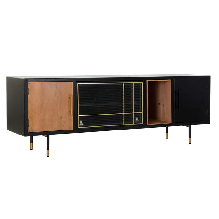 Mobilă TV DKD Home Decor Negru Maro închis Geam Lemn MDF 166 x 40 x 55 cm