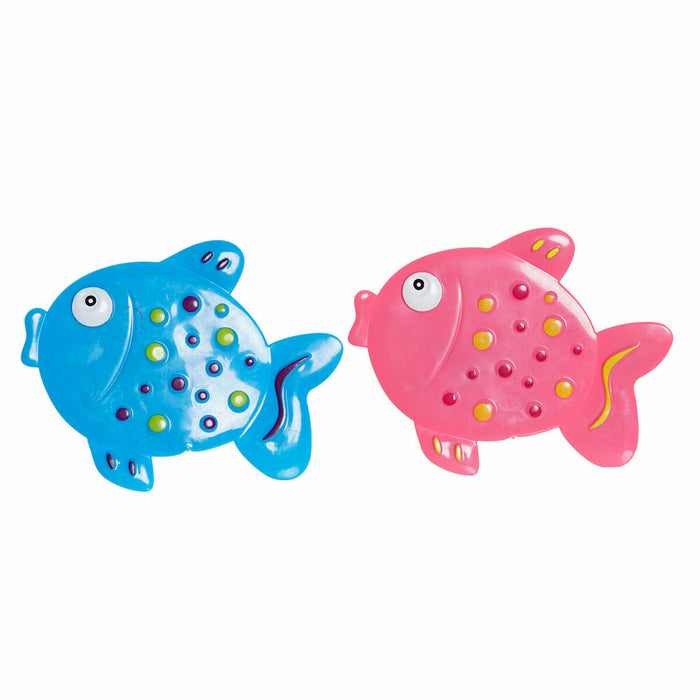 Covoraș de baie DKD Home Decor 13 x 1 x 10,5 cm Albastru Roz Infantil PVC Pește (2 Unități)