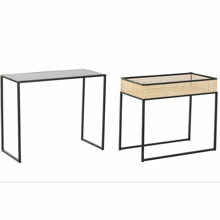 Set de 2 Măsuțe DKD Home Decor Metal Ratan (60 x 30 x 50 cm)