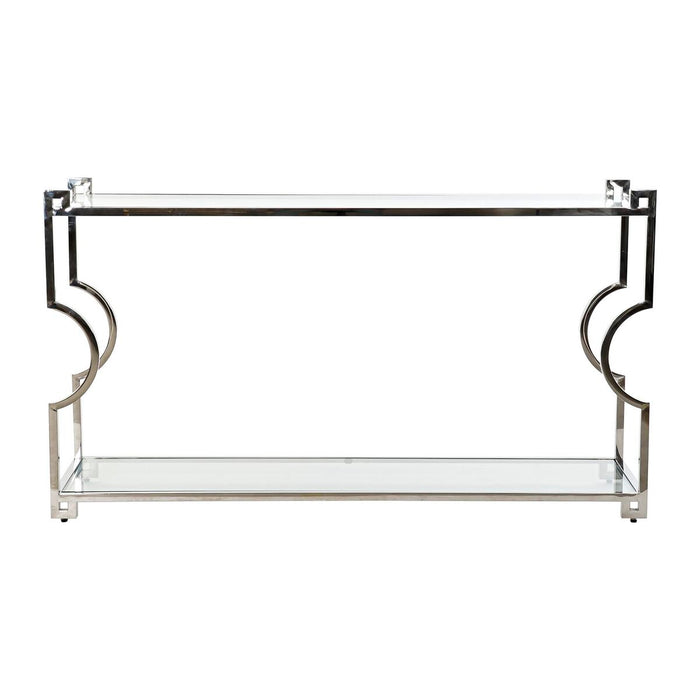 Consolă DKD Home Decor 140 x 40 x 78 cm Geam Argintiu Oțel inoxidabil