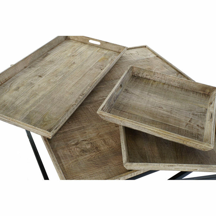 Masa de Cafea DKD Home Decor Negru Natural Lemn Metal 120 x 120 x 55 cm