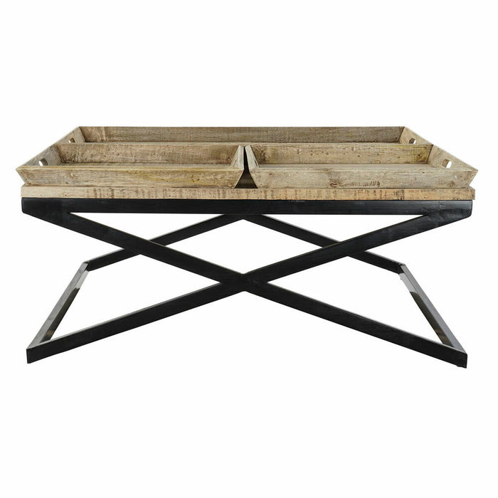 Masa de Cafea DKD Home Decor Negru Natural Lemn Metal 120 x 120 x 55 cm