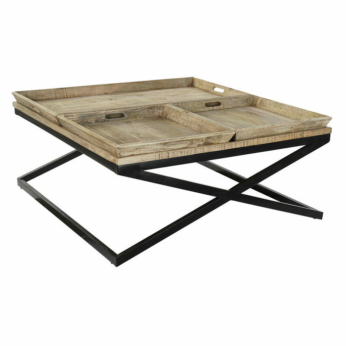 Masa de Cafea DKD Home Decor Negru Natural Lemn Metal 120 x 120 x 55 cm