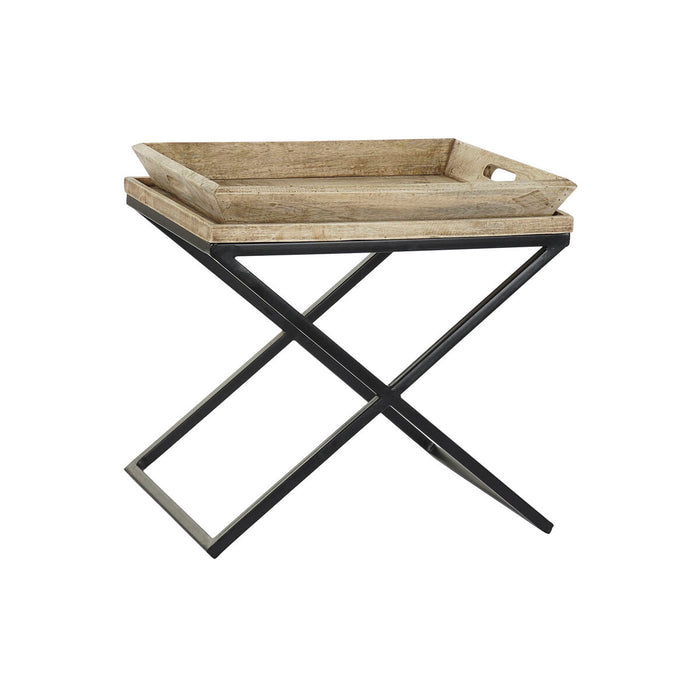 Masa laterală DKD Home Decor Negru Natural Metal Lemn de mango 55 x 45 x 53 cm