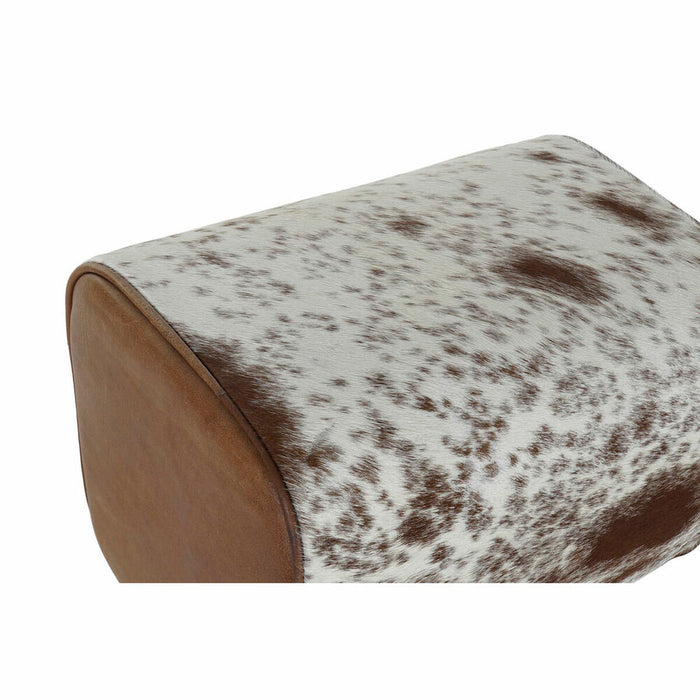 Taburet DKD Home Decor Negru Lemn Maro Piele Alb (50 x 35 x 75 cm)