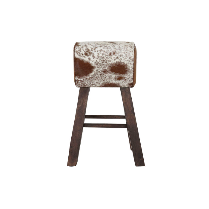 Taburet DKD Home Decor Negru Lemn Maro Piele Alb (50 x 35 x 75 cm)