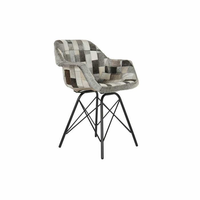 Scaun cu Mânere DKD Home Decor Alb Negru Bej Gri 60,5 x 53 x 81,5 cm
