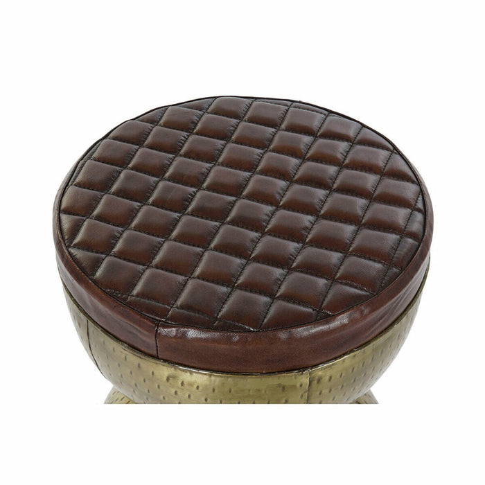 Mobilă Laterală DKD Home Decor Auriu* Metal Piele Maro închis (40 x 40 x 48 cm)