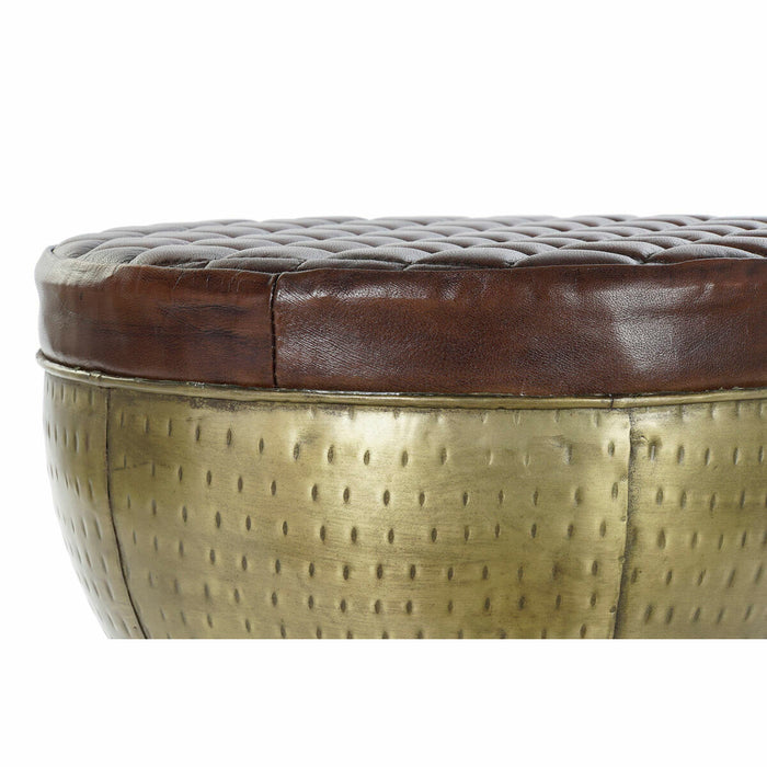 Mobilă Laterală DKD Home Decor Auriu* Metal Piele Maro închis (40 x 40 x 48 cm)