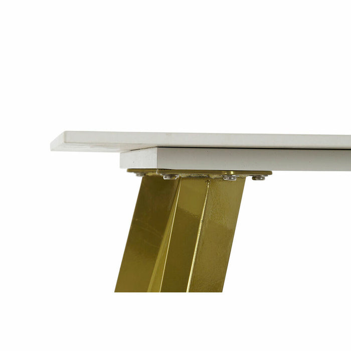 Masa laterală DKD Home Decor Ceramică Auriu* Metal Alb Modern (60 x 60 x 48 cm)
