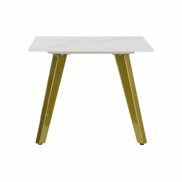 Masa laterală DKD Home Decor Ceramică Auriu* Metal Alb Modern (60 x 60 x 48 cm)