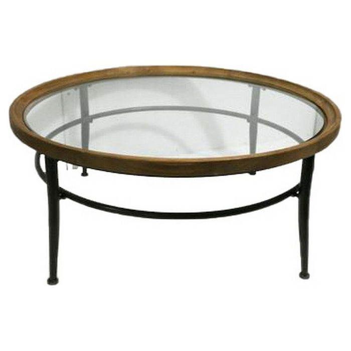 Masa laterală DKD Home Decor S3023701 Multicolor Natural Gri închis Metal Geam Plastic 100 x 100 x 42 cm