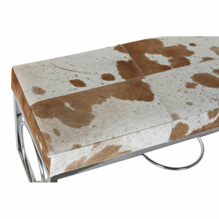 Banchetă DKD Home Decor Negru Oțel Piele Alb (122 x 41 x 44 cm)