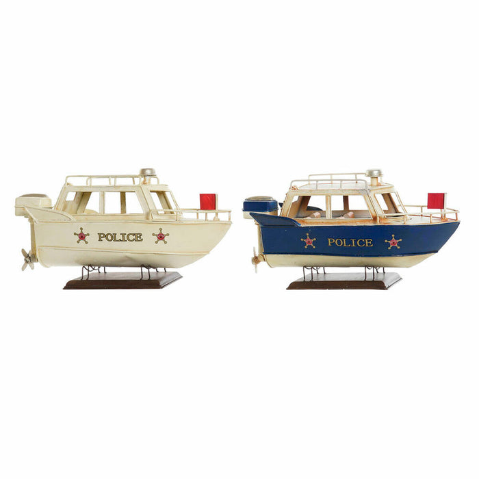 Figură Decorativă DKD Home Decor Albastru Alb Barcă Vintage 27 x 10,5 x 14 cm (2 Unități)