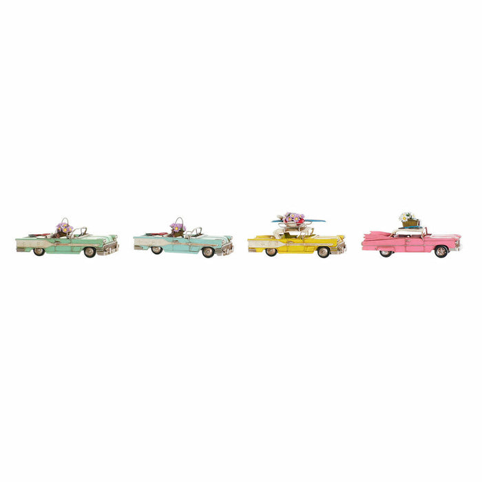 Figură Decorativă DKD Home Decor Galben Albastru Verde Roz Mașină Vintage 25,8 x 10,5 x 9,5 cm (4 Unități) (4 Piese)