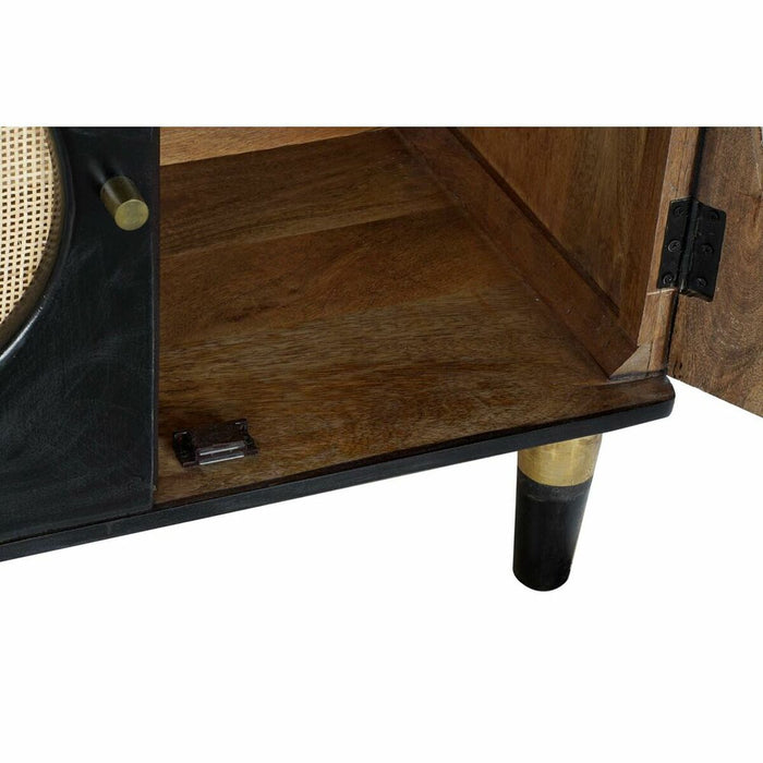 Servantă DKD Home Decor Negru Natural Ratan Lemn de mango (150 x 40 x 65 cm)