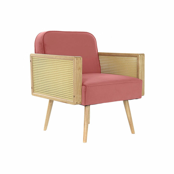 Fotoliu DKD Home Decor Roz Poliester Ratan (66 x 64 x 79 cm)