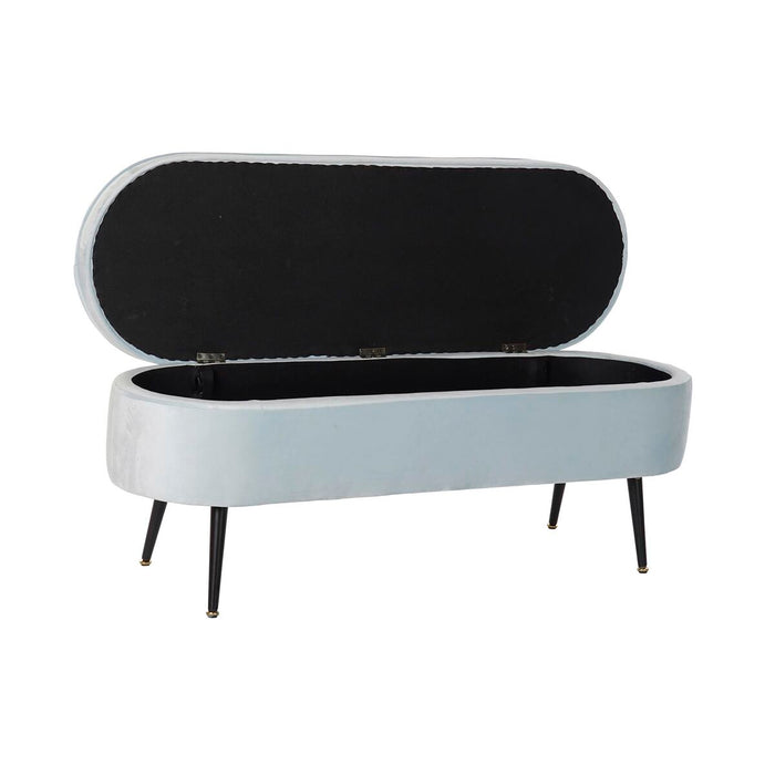 Banchetă DKD Home Decor   Negru Metal Poliester Albastru celest (120 x 40 x 45 cm)
