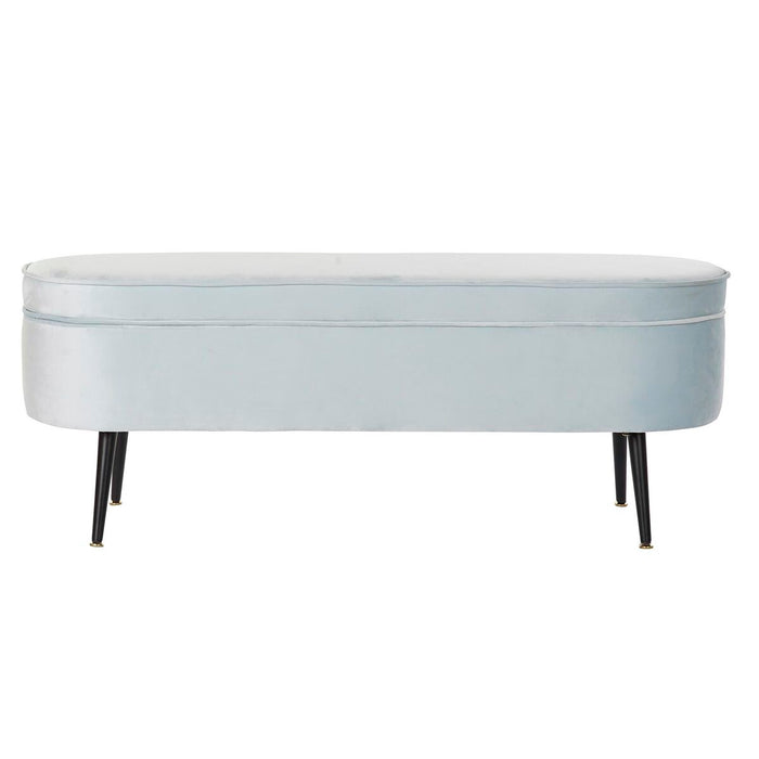 Banchetă DKD Home Decor   Negru Metal Poliester Albastru celest (120 x 40 x 45 cm)